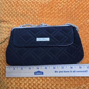 Vera Bradley Black Quilted Wallet/ Clutch, Double Kisslock Compartment